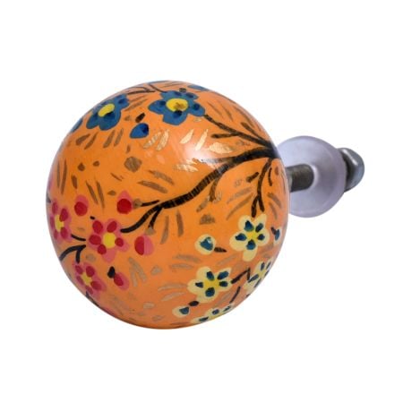 Autumn Floral Hand Pinted Kashmiri Cabinet Knobs